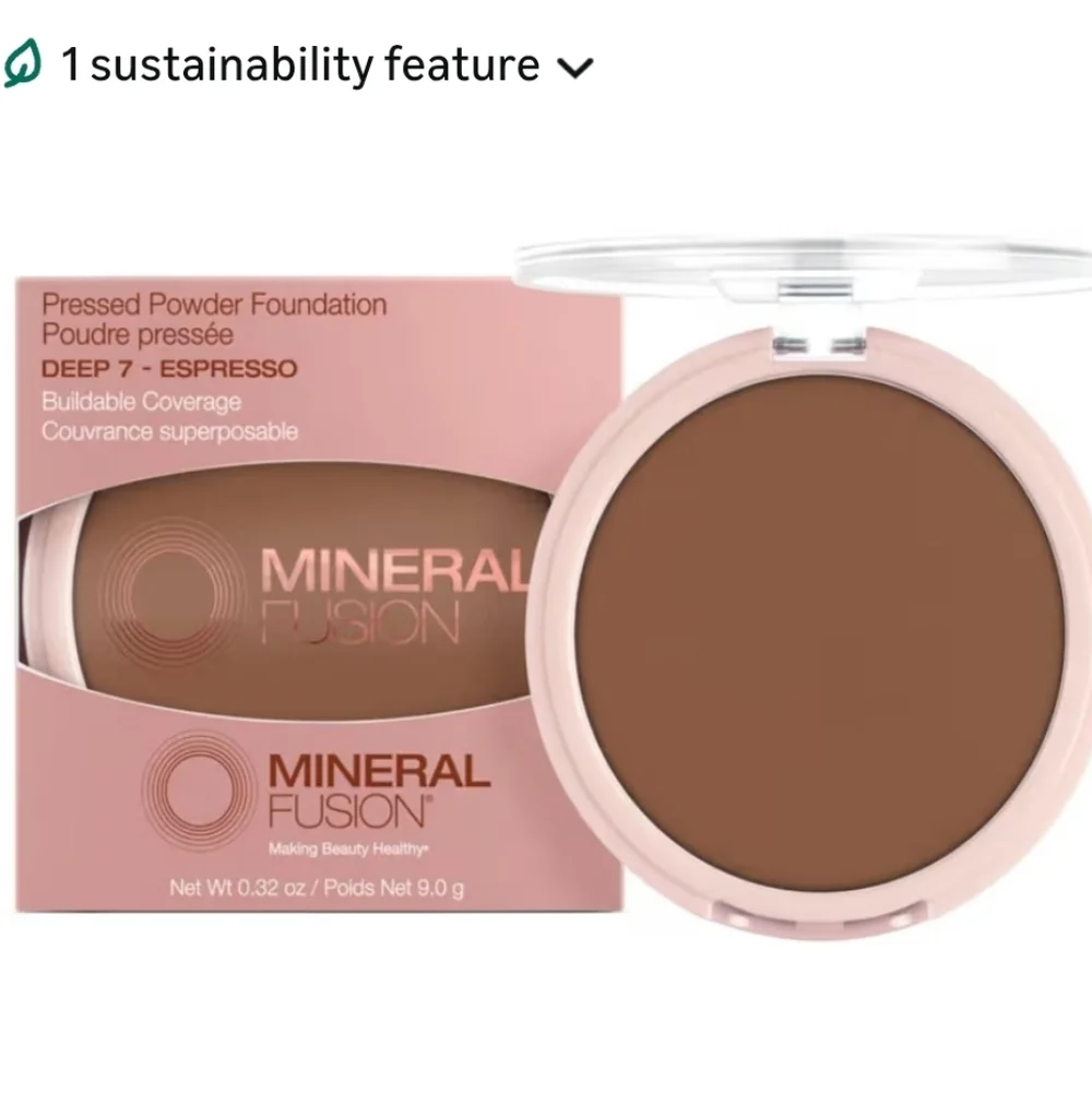 Mineral Fusion Pressed Powder Foundation in Deep 7-Espresso. NEW!